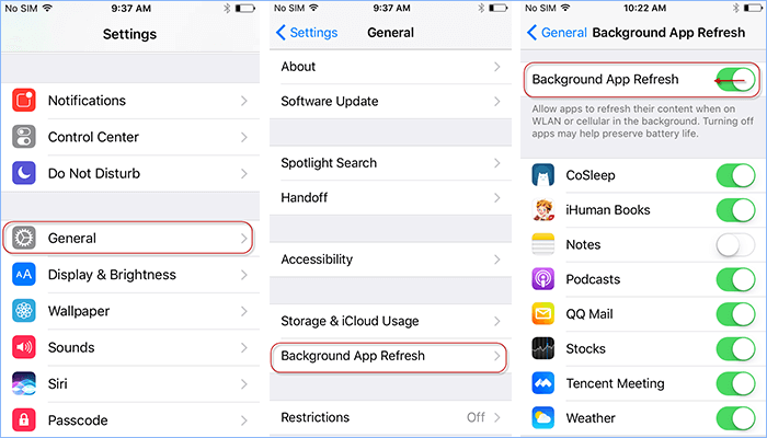 Turn off Background App Refresh